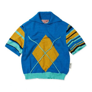 NWT ANDERSSON BELL Argyle Polo Stripe Knot Top Size S